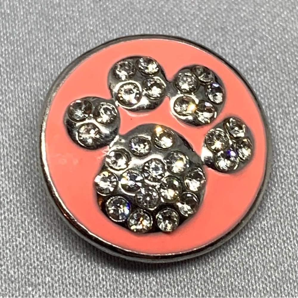 Pink Paw Print - Snap Button Charm
